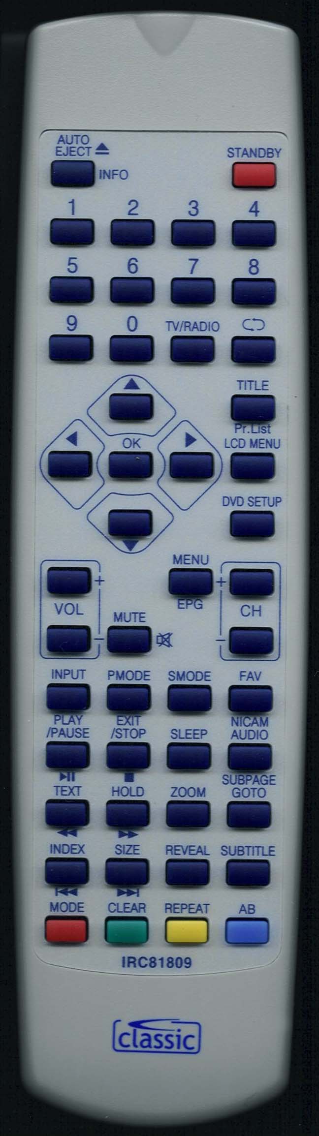 Baird OR190DVD Remote Control