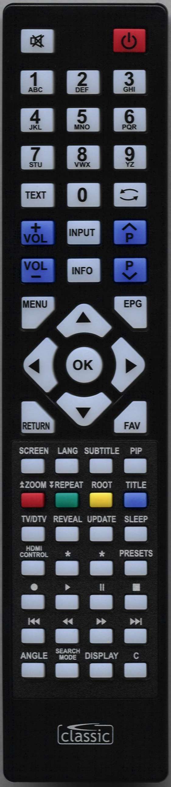 BUSH LED19916DVDHD Remote Control Alternative 